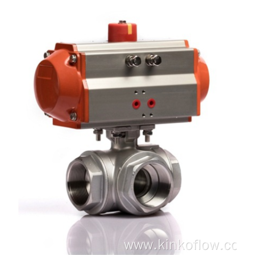 CF8 Pneumatic three-way wire ball valve